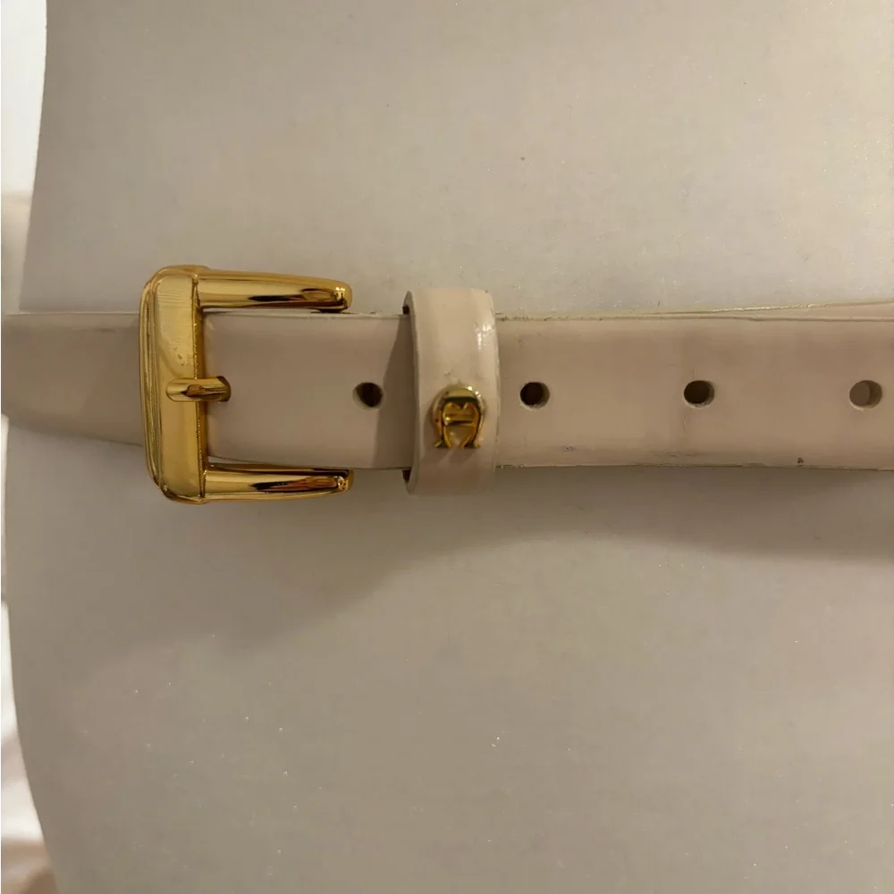 Etienne Aigner Off White Gold Genuine Leather Belt size large - Picture 2 of 10
